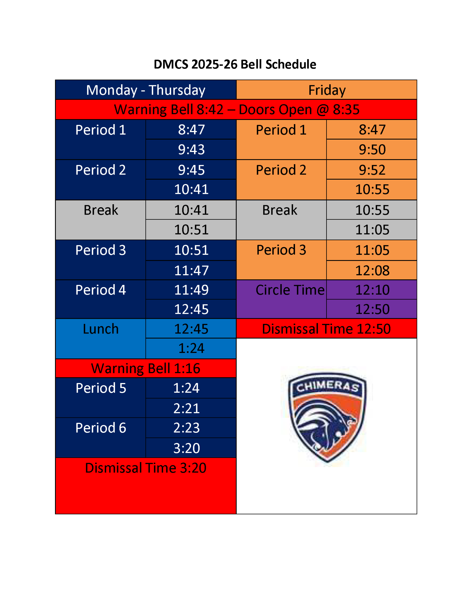 2025 26 Bell Schedule